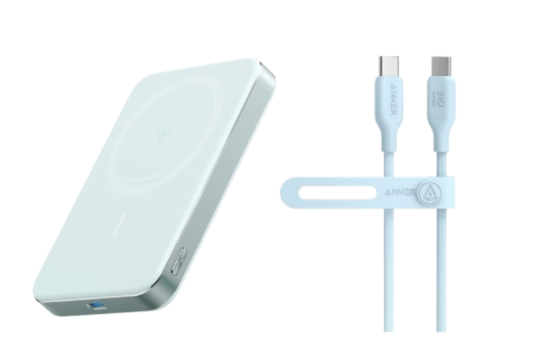 Anker MagGo Powerbank (10.000mAh, Slim) + Anker 543 USB-C auf USB-C Kabel (Bio)