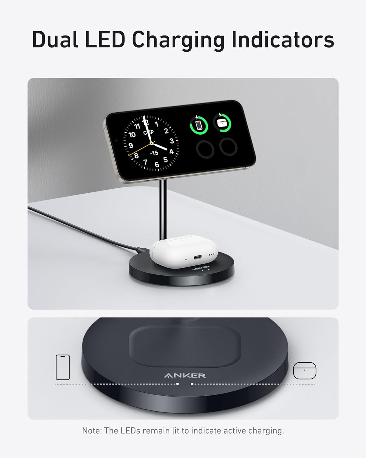 Anker MagGo Wireless Ladegerät (2-in-1 Ständer)+Anker Nano USB-C Wandladegerät (30W)