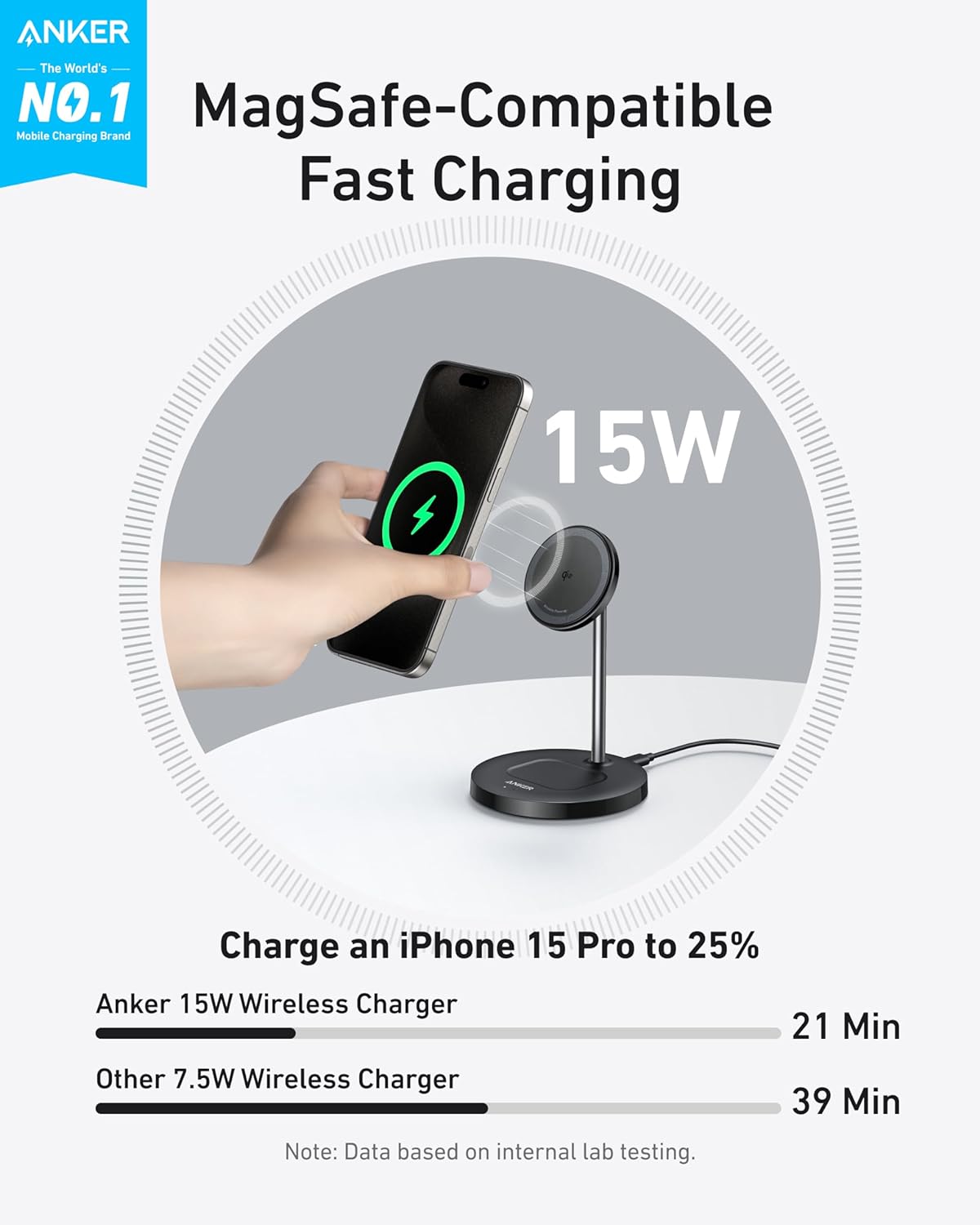 Anker MagGo Wireless Ladegerät (2-in-1 Ständer)+Anker Nano USB-C Wandladegerät (30W)