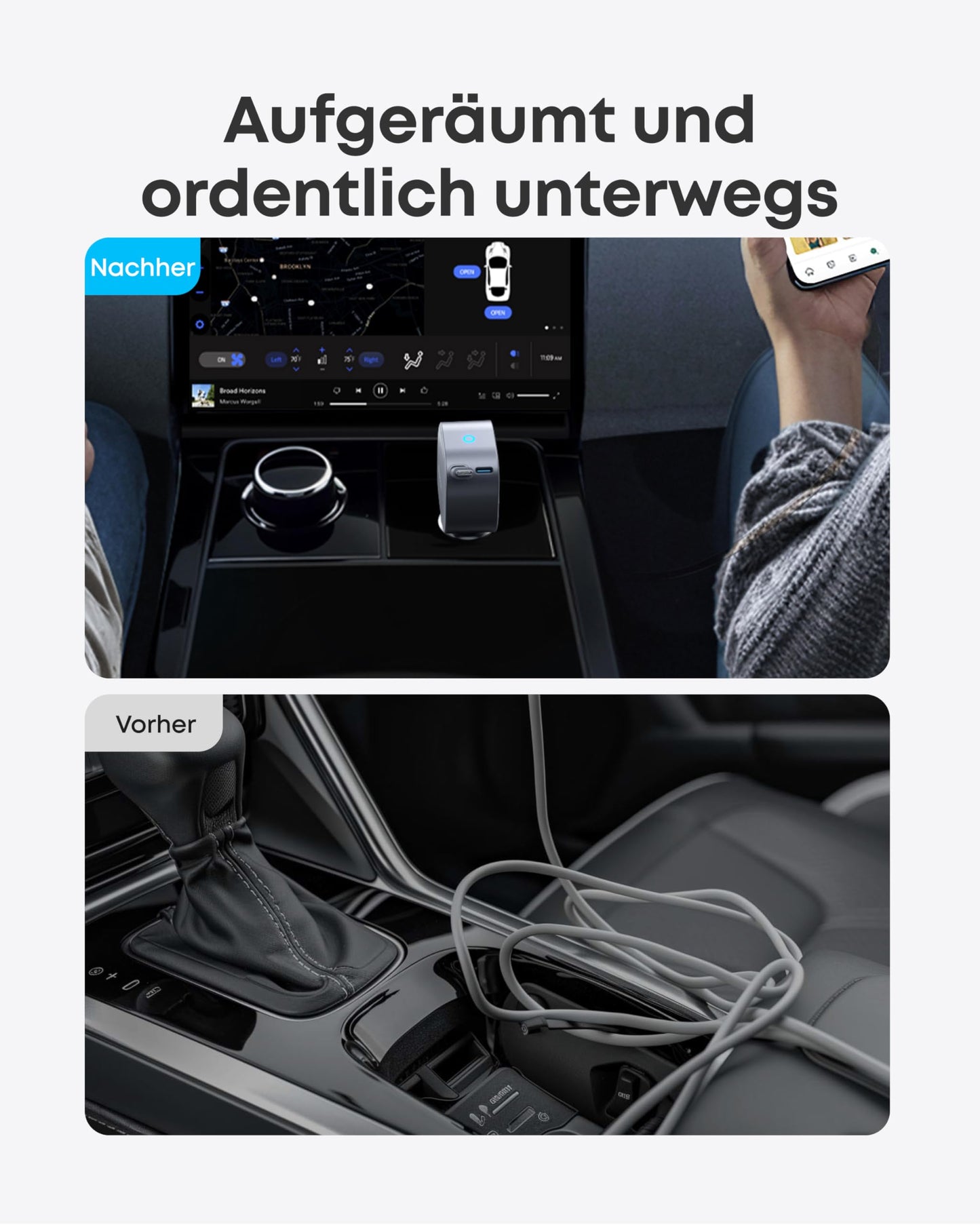 Anker Nano Kfz-Ladegerät (75W, USB-C Port, Integriertes einziehbares USB-C Kabel)