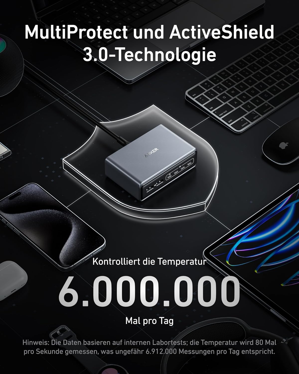 Anker Prime Ladegerät (200W, 6 Ports, GaN)