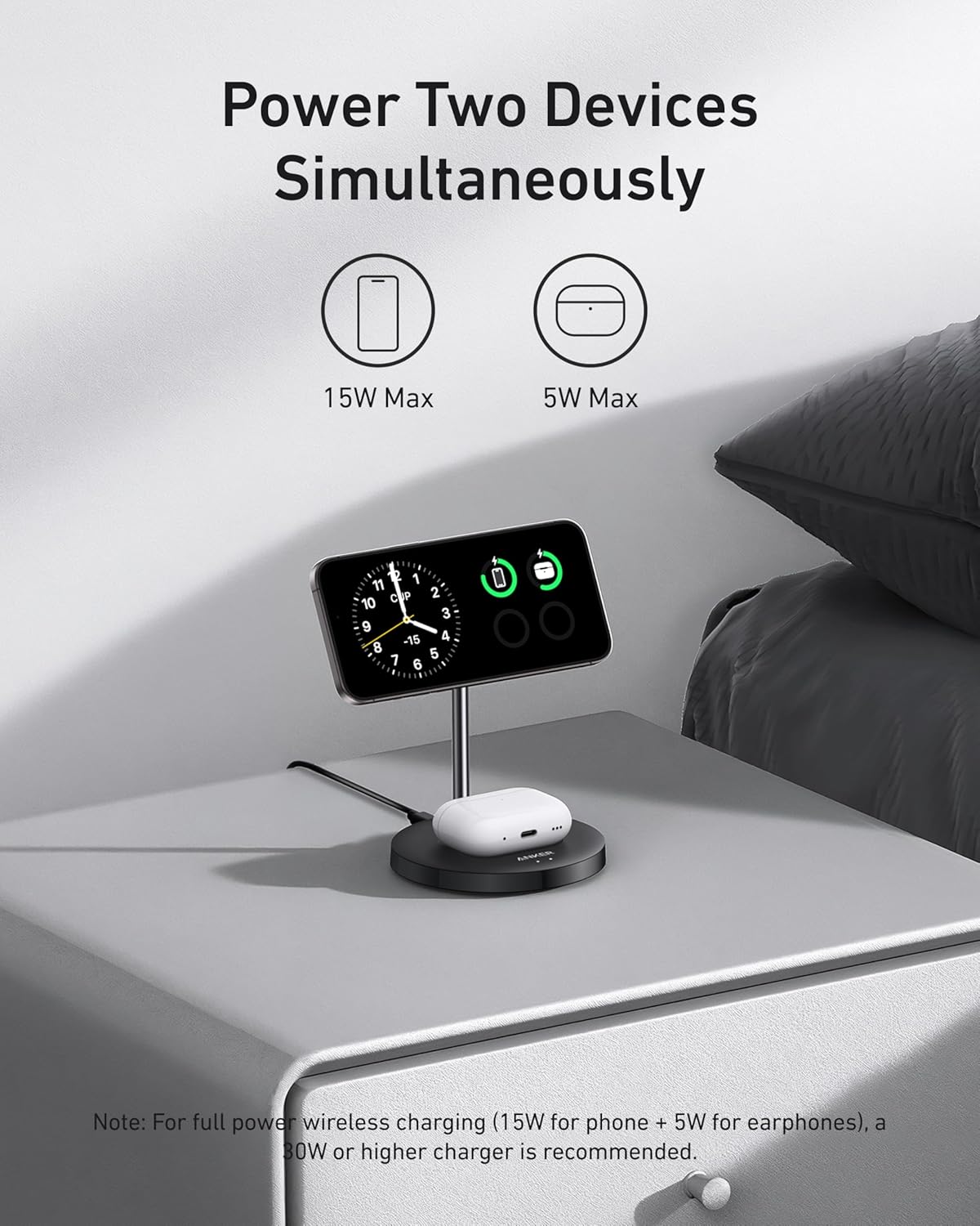 Anker MagGo Wireless Ladegerät (2-in-1 Ständer)+Anker Nano USB-C Wandladegerät (30W)