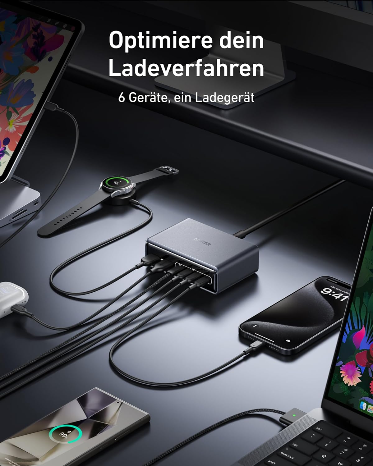 Anker Prime Ladegerät (200W, 6 Ports, GaN)