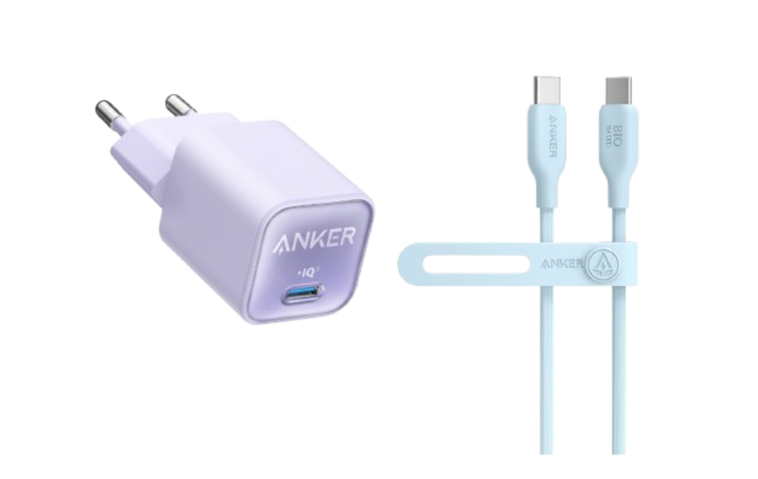 Anker <b>511</b> Ladegerät (Nano 3, 30W) + Anker <b>543</b> USB-C auf USB-C Kabel (Bio)