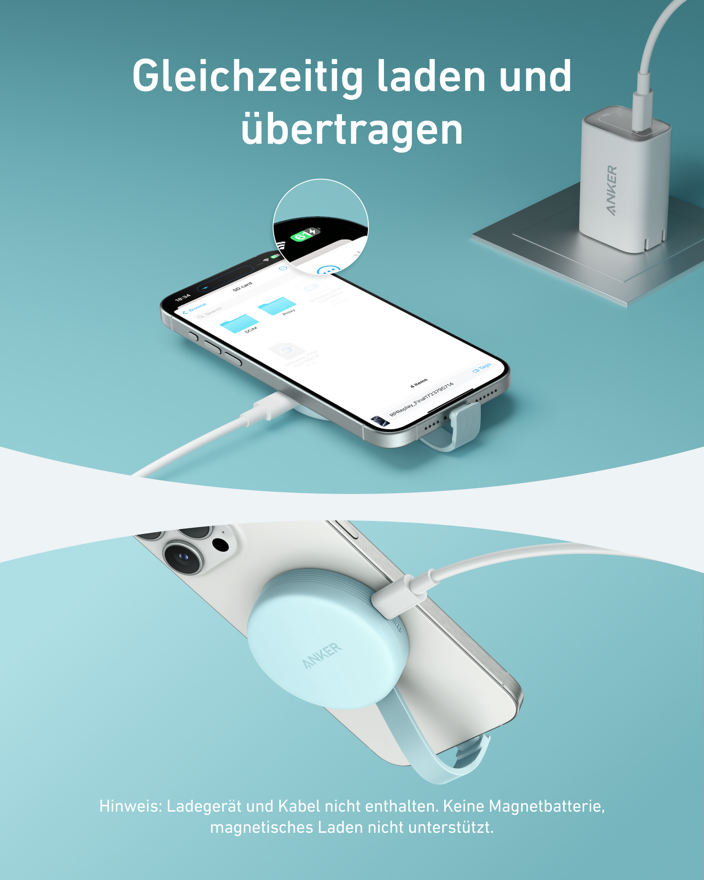 Anker MagGo USB-C Adapter (3-in-1, 10 Gbit/s, Für iPhone)