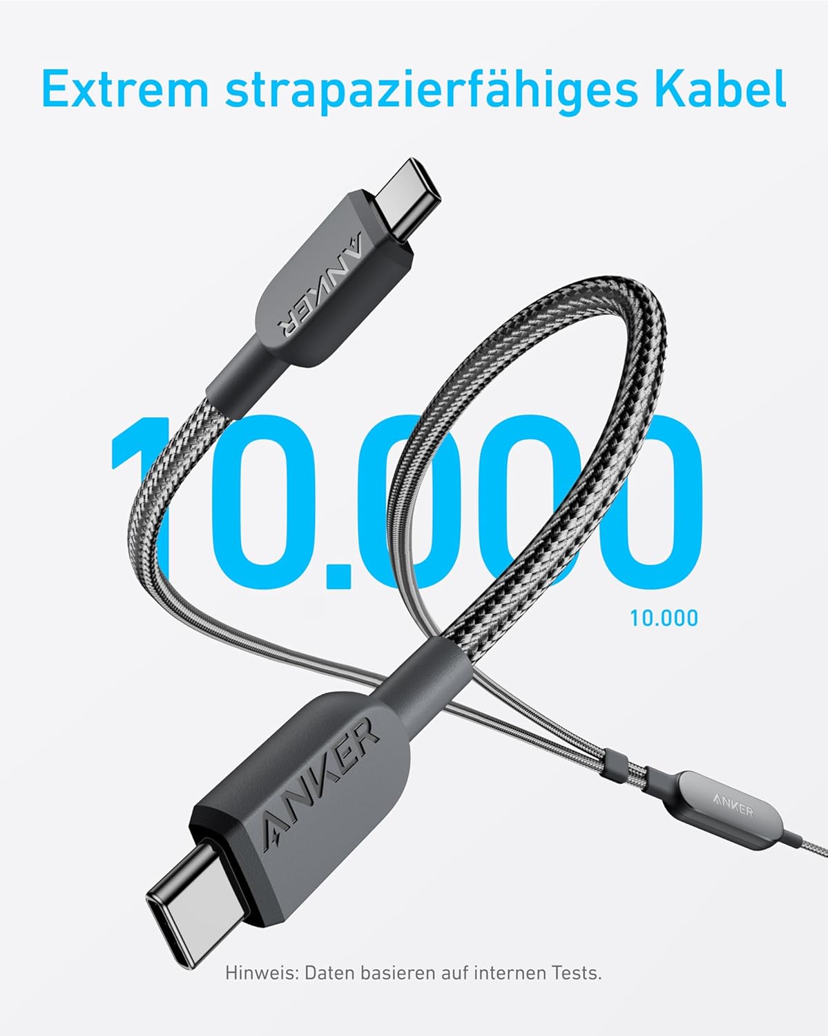 Anker 2-in-1 USB-C auf USB-C Kabel (120cm, 140W, Flecht-Design)
