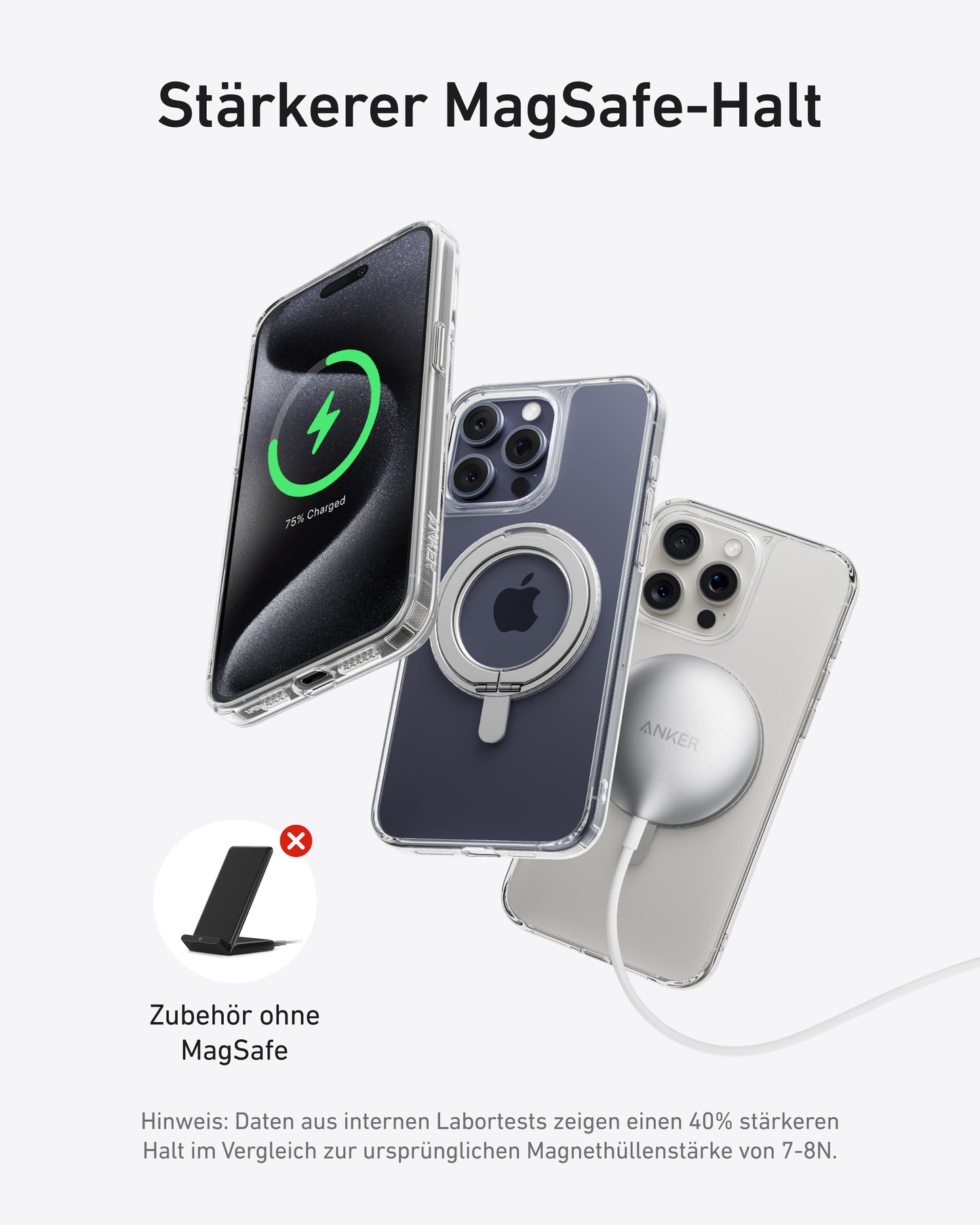 Anker MagGo magnetisches Handy-Case mit Ständer (360° Ringständer, für iPhone 16)-livestream