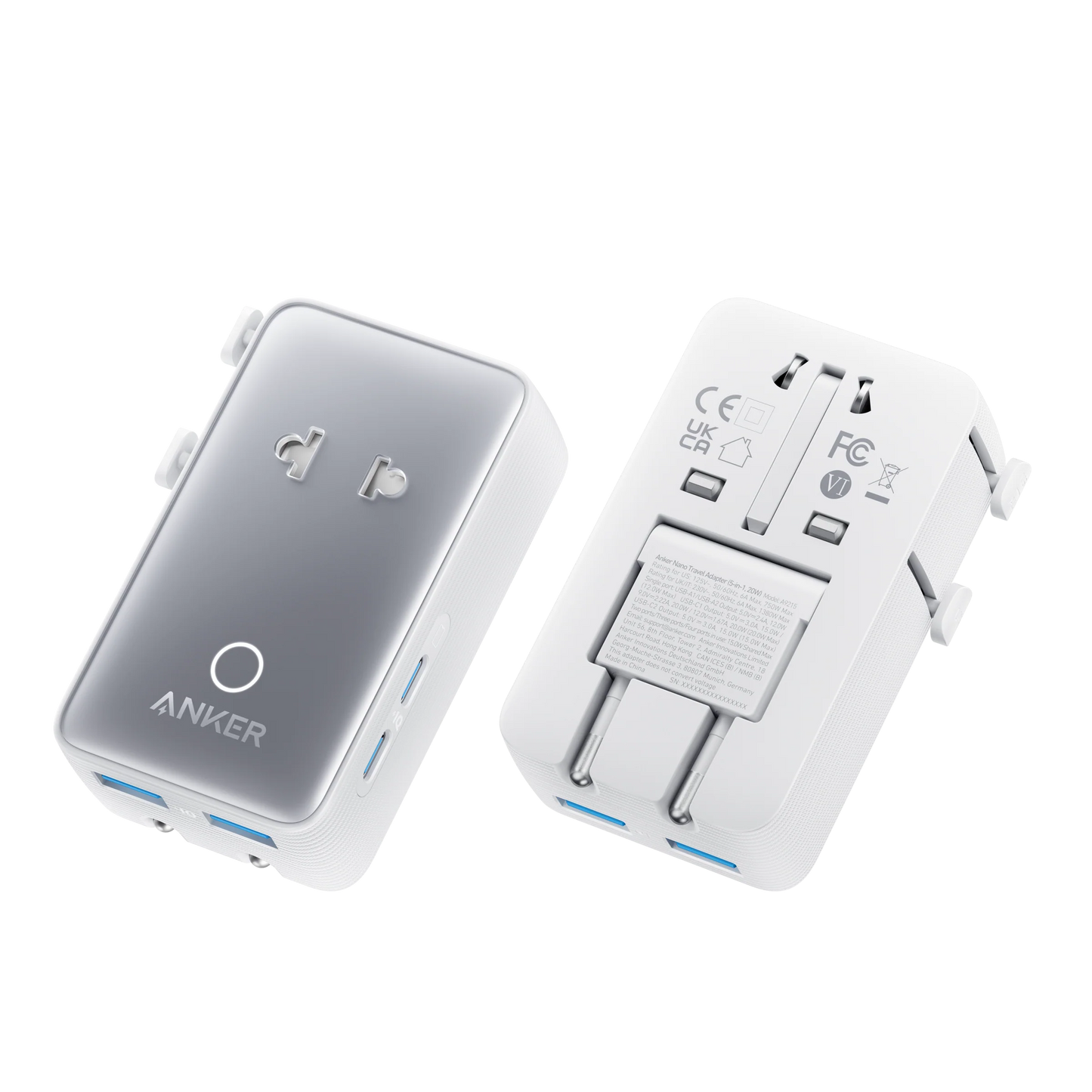 Anker Nano Reiseadapter (5-in-1, 20W) +  Anker 543 USB-C auf USB-C Kabel (Bio)