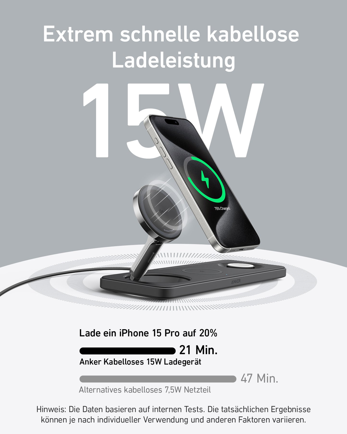 Anker MagGo Kabellose Ladestation (3-in-1 Pad)