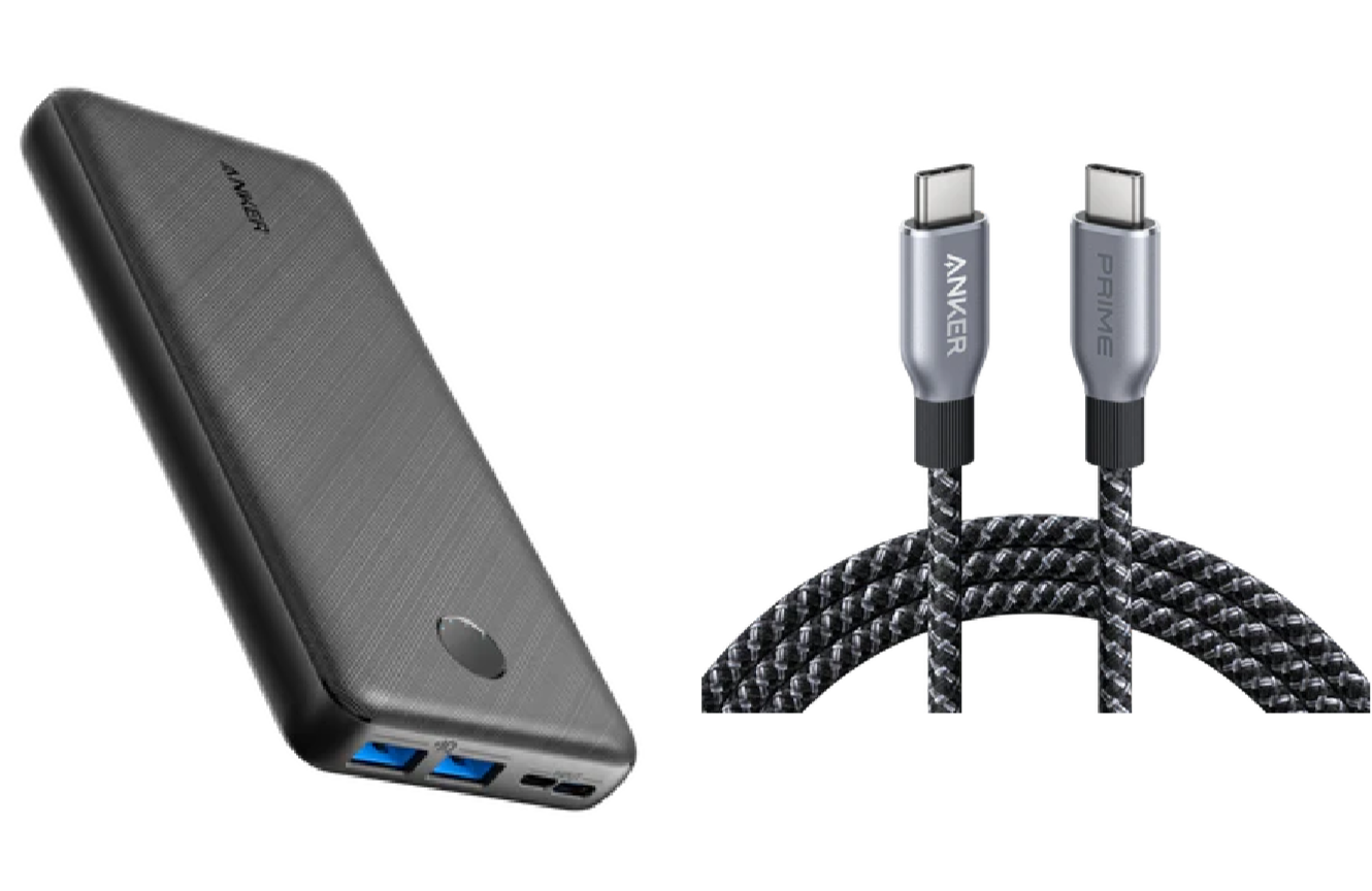 Anker <b>325</b> Powerbank (PowerCore 20K)+Anker Prime USB-C auf USB-C Kabel (240W, Upcycled-Flechtdesign, 1.8m)