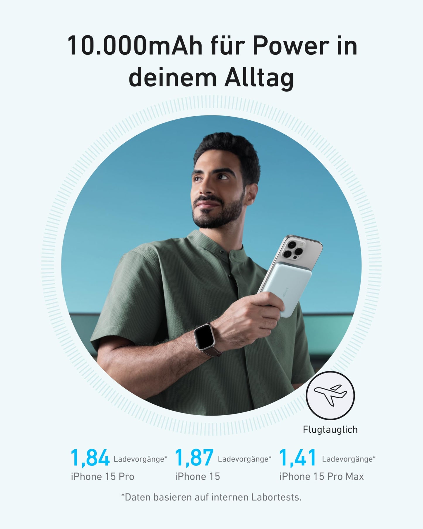 Anker MagGo Powerbank (10.000mAh, Slim) + Anker 543 USB-C auf USB-C Kabel (Bio)