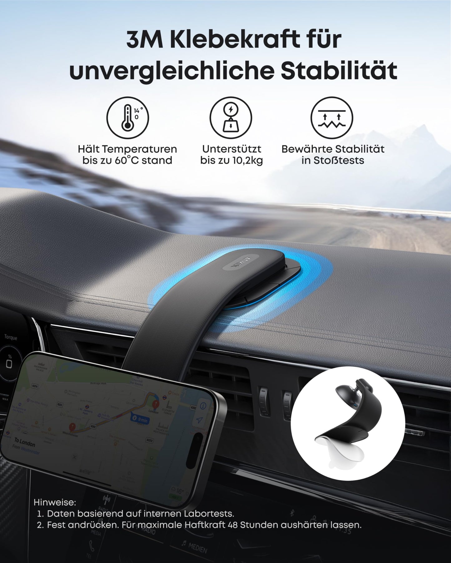 Anker Nano Kabelloses Kfz-Ladegerät (Magnetisch, abnehmbares Ladepad)