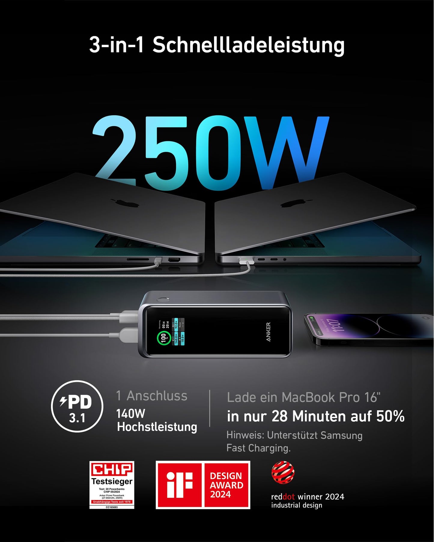 Anker Prime 27.650mAh Powerbank (250W)