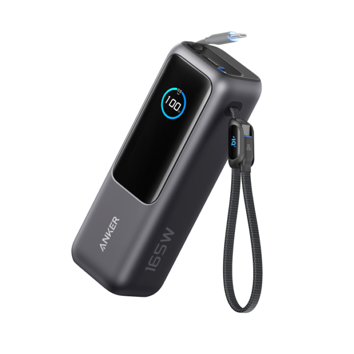 Anker Powerbank (25K, 165W, Integriertes + einziehbares Kabel)+Anker Ladegerät (140W, 4-Port, PD 3.1) mit USB-C Kabel