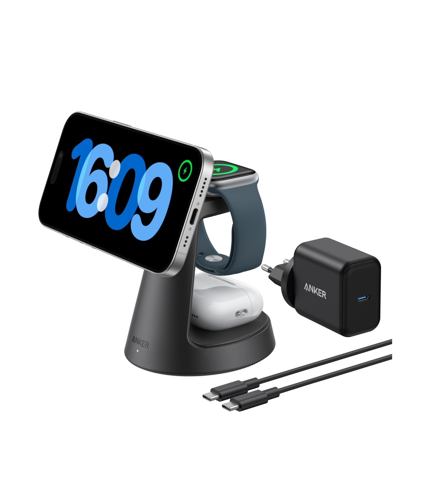 Anker kabellose Ladestation (3-in-1, Magnetischer, Ständer)