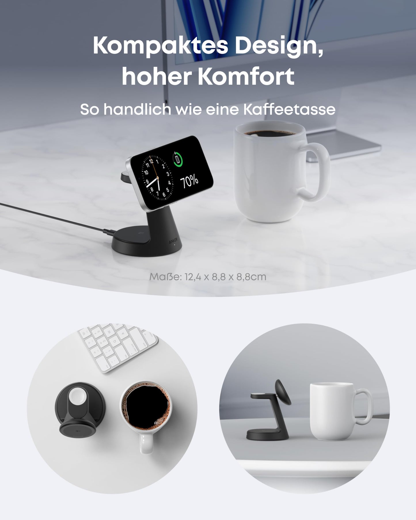 Anker kabellose Ladestation (3-in-1, Magnetischer, Ständer)