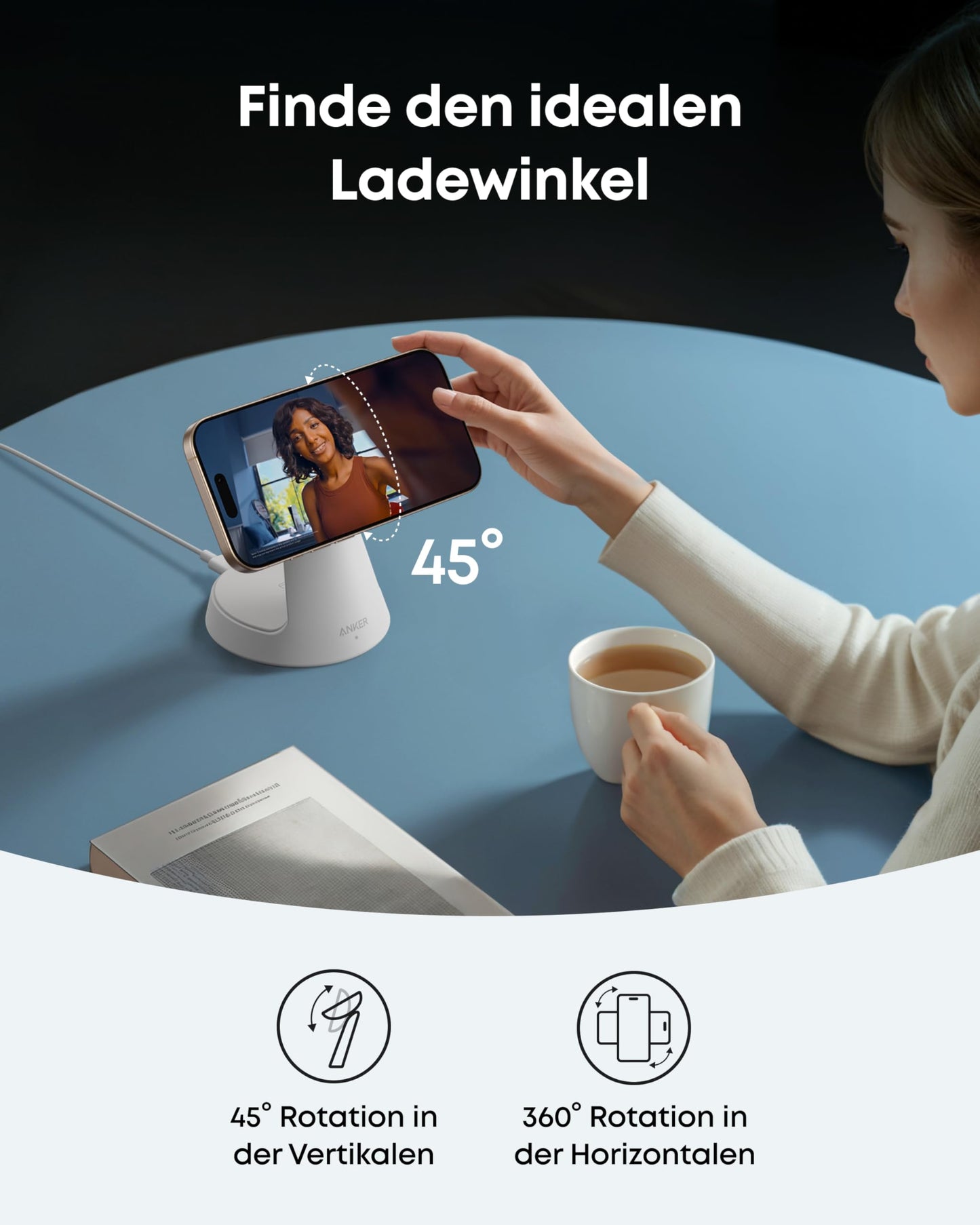 Anker kabellose Ladestation (3-in-1, Magnetischer, Ständer)