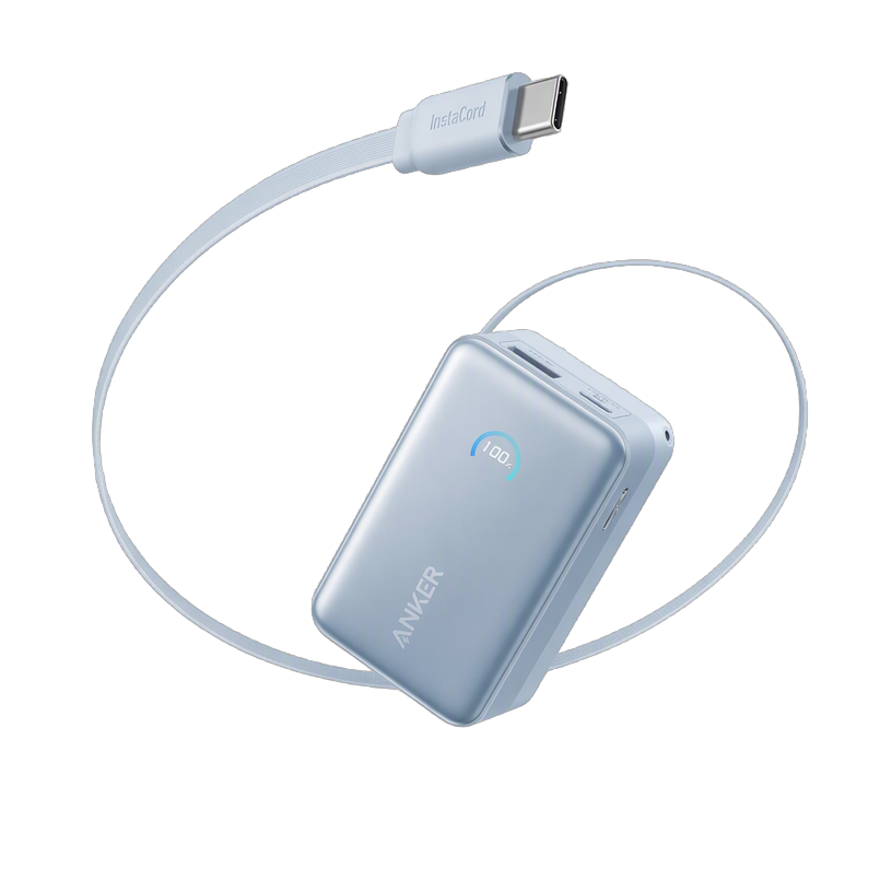Anker Nano Powerbank (10K, 45W, Integriertes einziehbares USB-C Kabel)