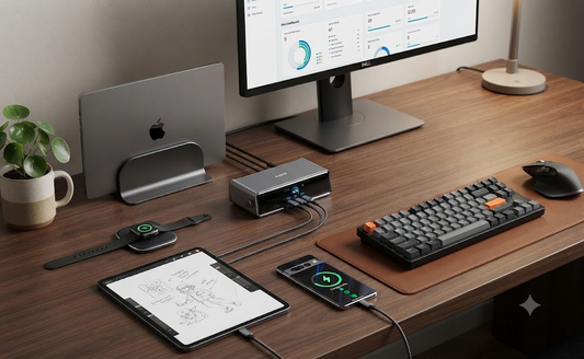 Dockingstation mit Netzteil im Homeoffice Arbeitsplatz