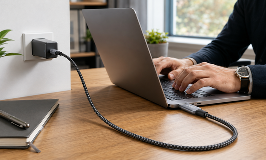 Anker Prime USB-C Kabel lädt einen Laptop