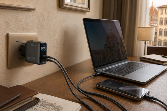 Anker 100W Ladegerät im Hotel in Italien 