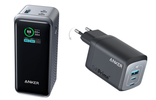 Anker Prime 20.000mAh Powerbank (200W)+Anker Prime 100W GaN Wandladegerät (3 Ports)