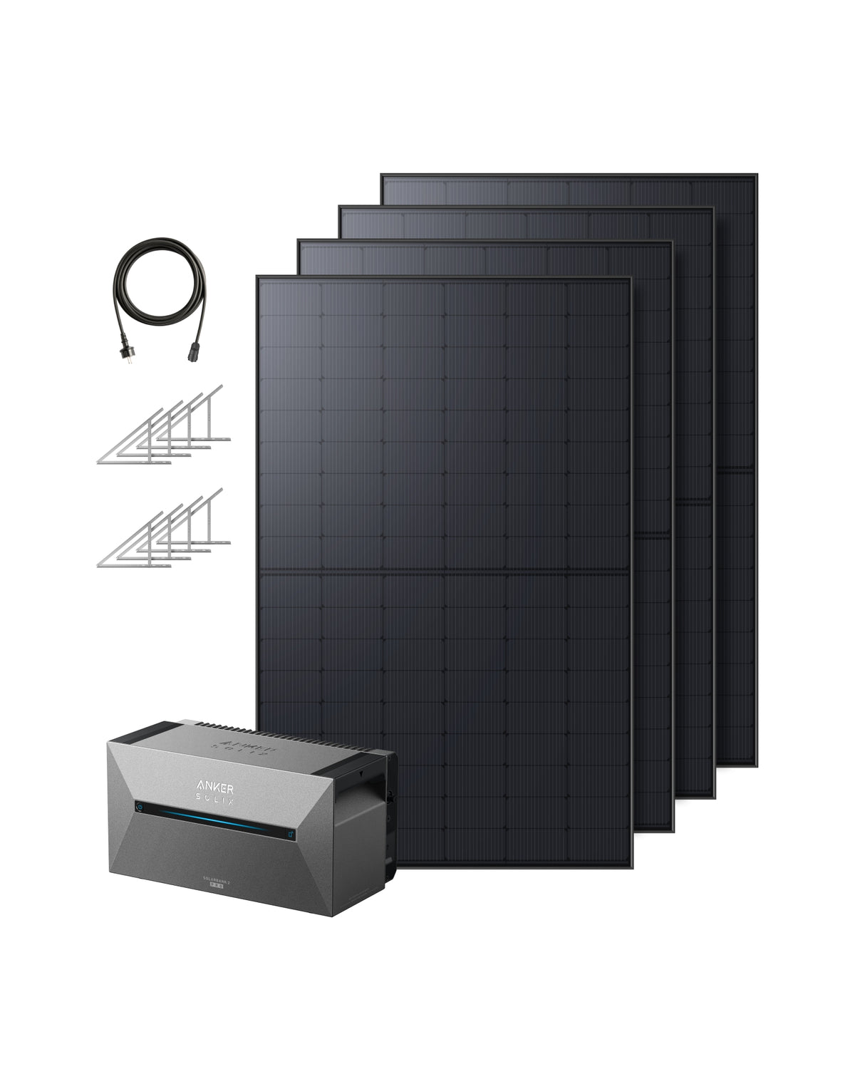 Solarbank 2 E1600 Pro + 1740Wp Bifaziales Solarmodul + Bodenhalterungen