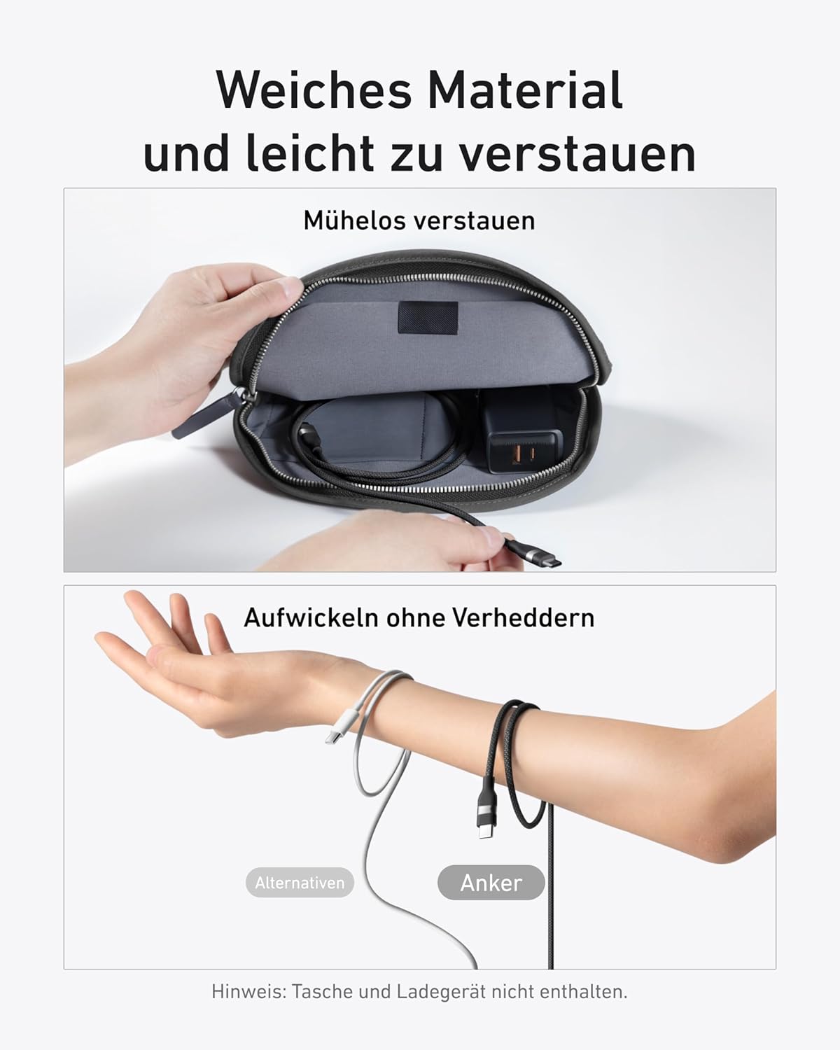 Anker MagGo kabellose Ladestation (3-in-1, Faltbares Ladepad) + Anker USB-C auf USB-C Kabel (90cm, 240W, Upcycled-Geflochten)