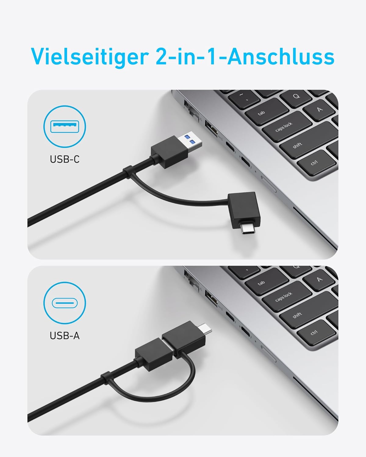 Anker KVM-Switch (5 Gbit/s, für Desktops und Laptops)