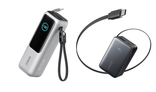 Anker Powerbank (25K, 165W, Integriertes + einziehbares Kabel) + Anker Nano Powerbank  (10K, 45W, Integriertes einziehbares USB-C Kabel)