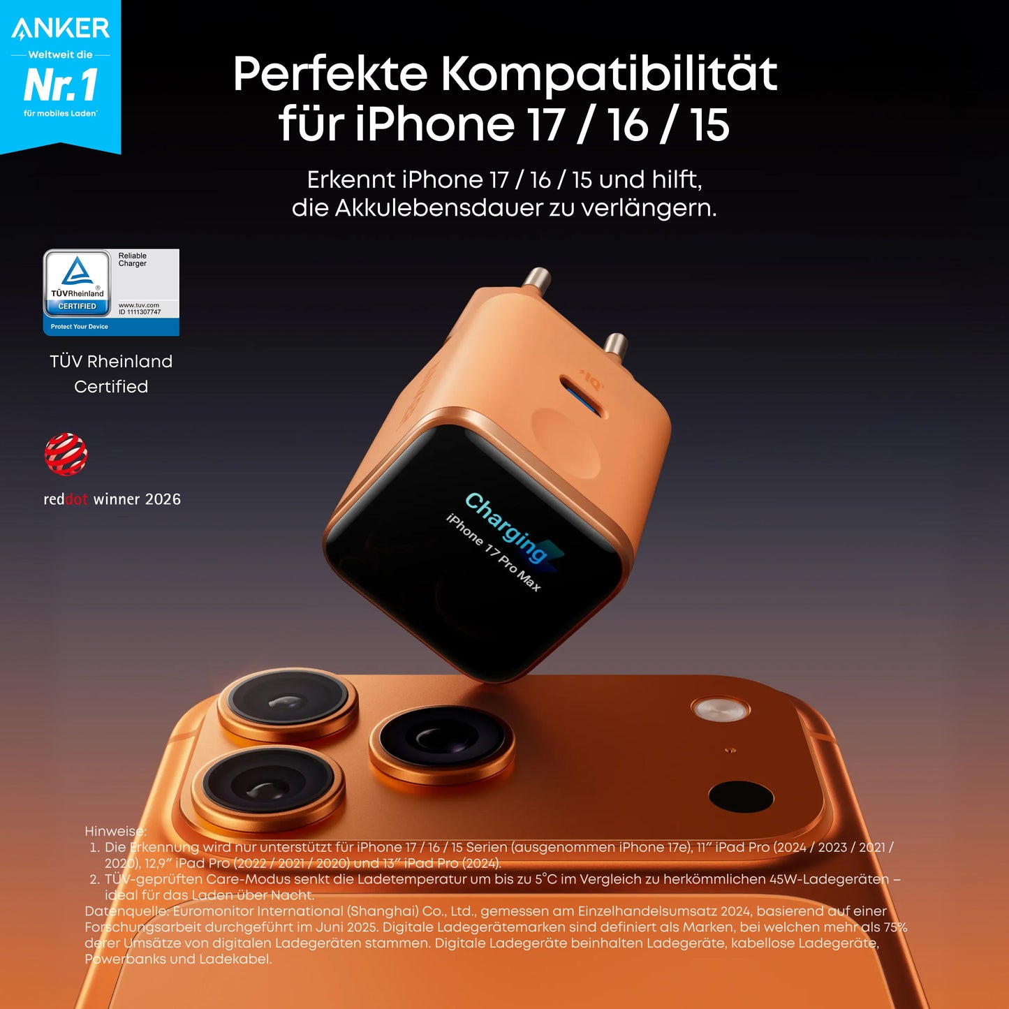 Anker Nano Ladegerät (45W, Smart Display, 2-Packung)
