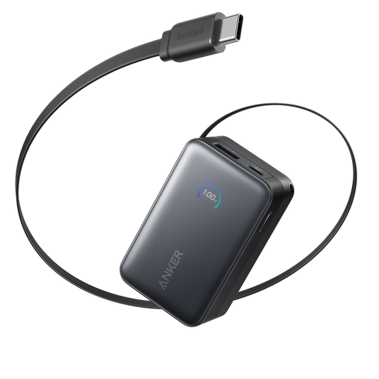 Anker Nano Powerbank  (10K, 45W, Integriertes einziehbares USB-C Kabel)