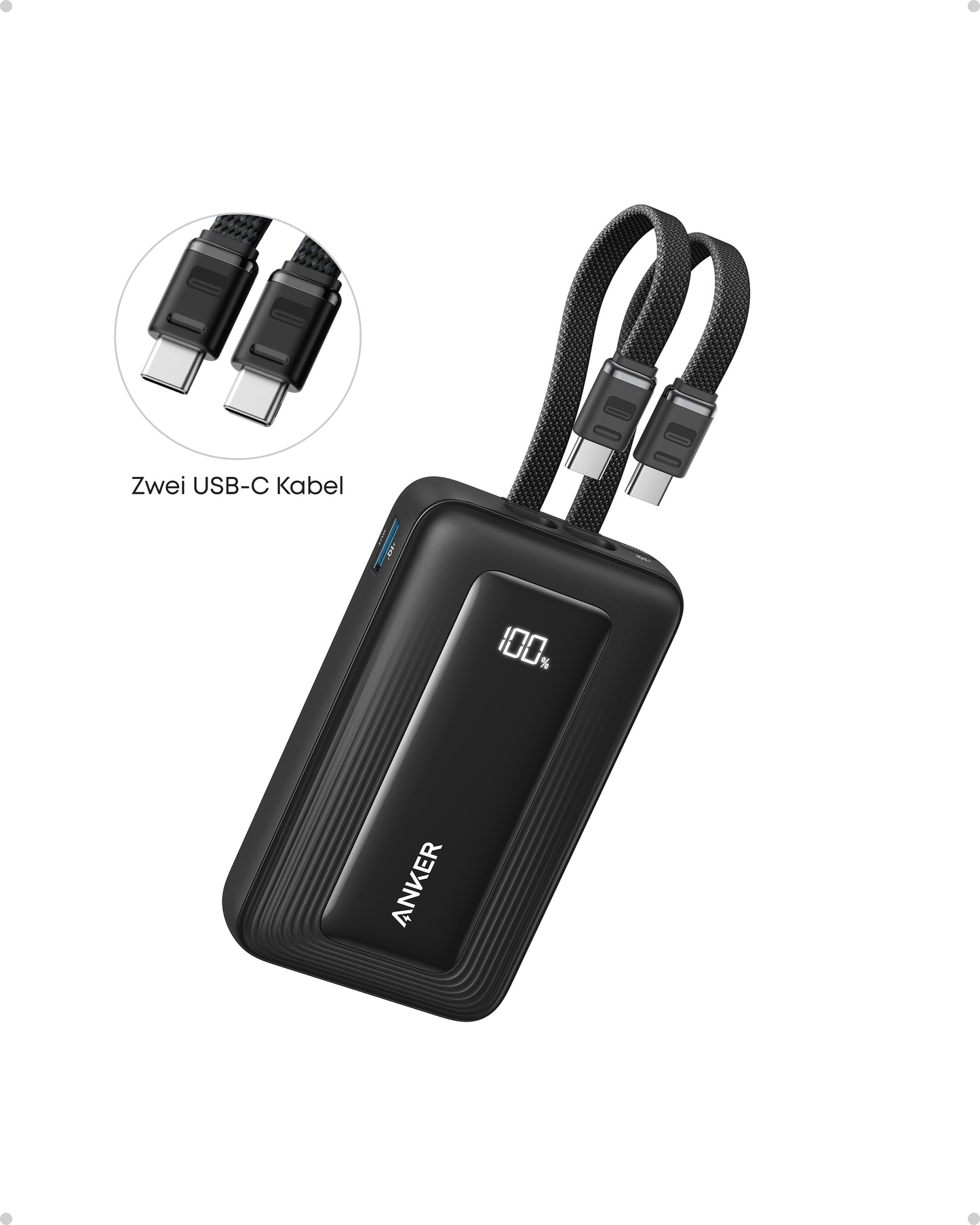 Anker Zolo Powerbank (10.000mAh, integriertes 2 x USB-C Kabel)