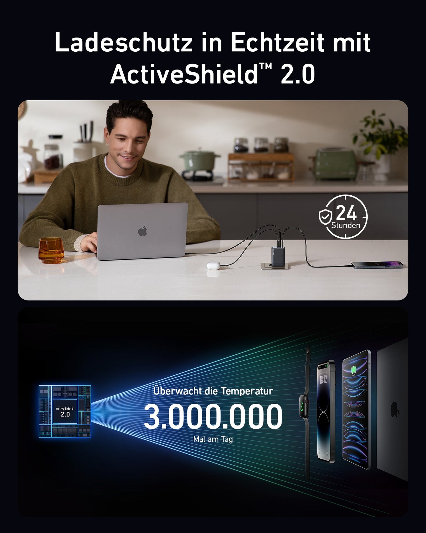 Anker Prime 20.000mAh Powerbank (200W)+Anker Prime 100W GaN Wandladegerät (3 Ports)