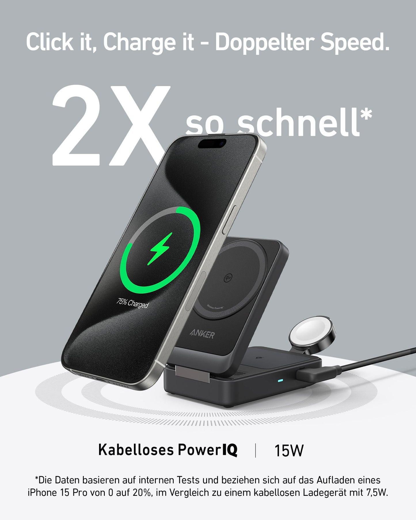 Anker MagGo Kabellose Ladestation (Faltbar 3-in-1)