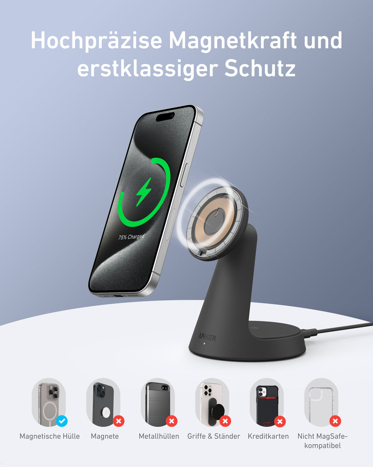 Anker MagGo Kabelloses Ladegerät (2-in-1, Ladedock)