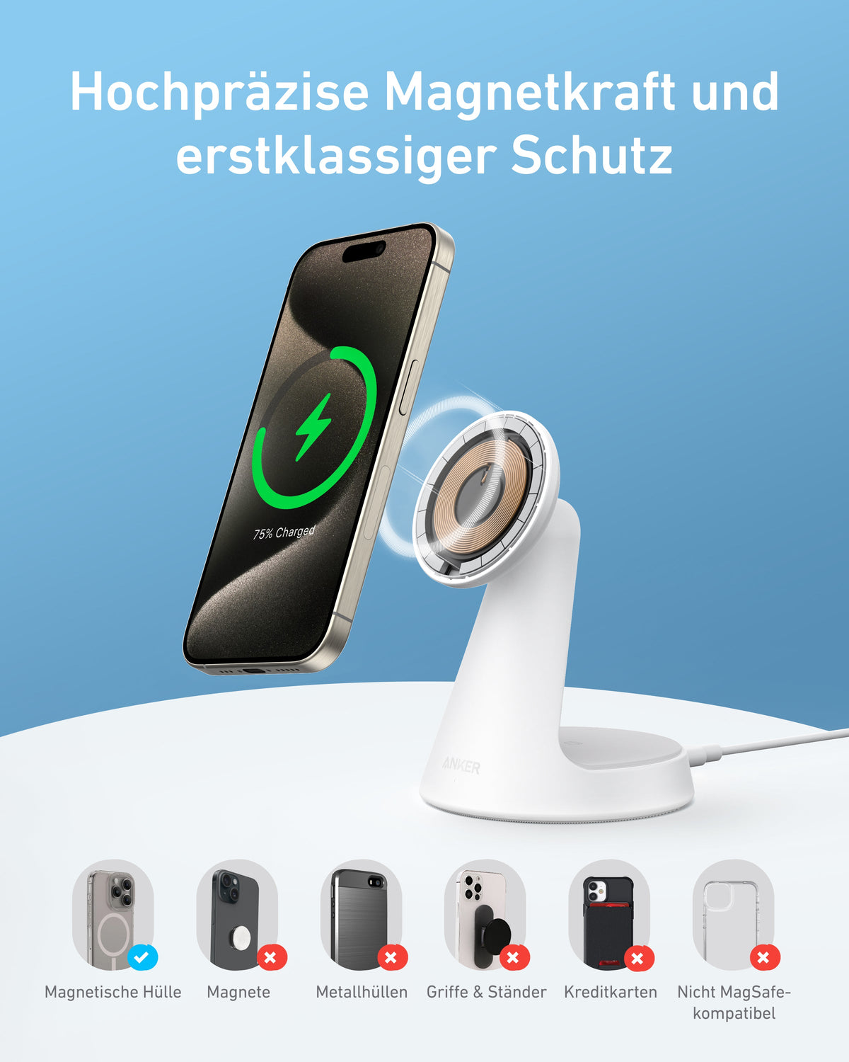 Anker MagGo Kabelloses Ladegerät (2-in-1, Ladedock)