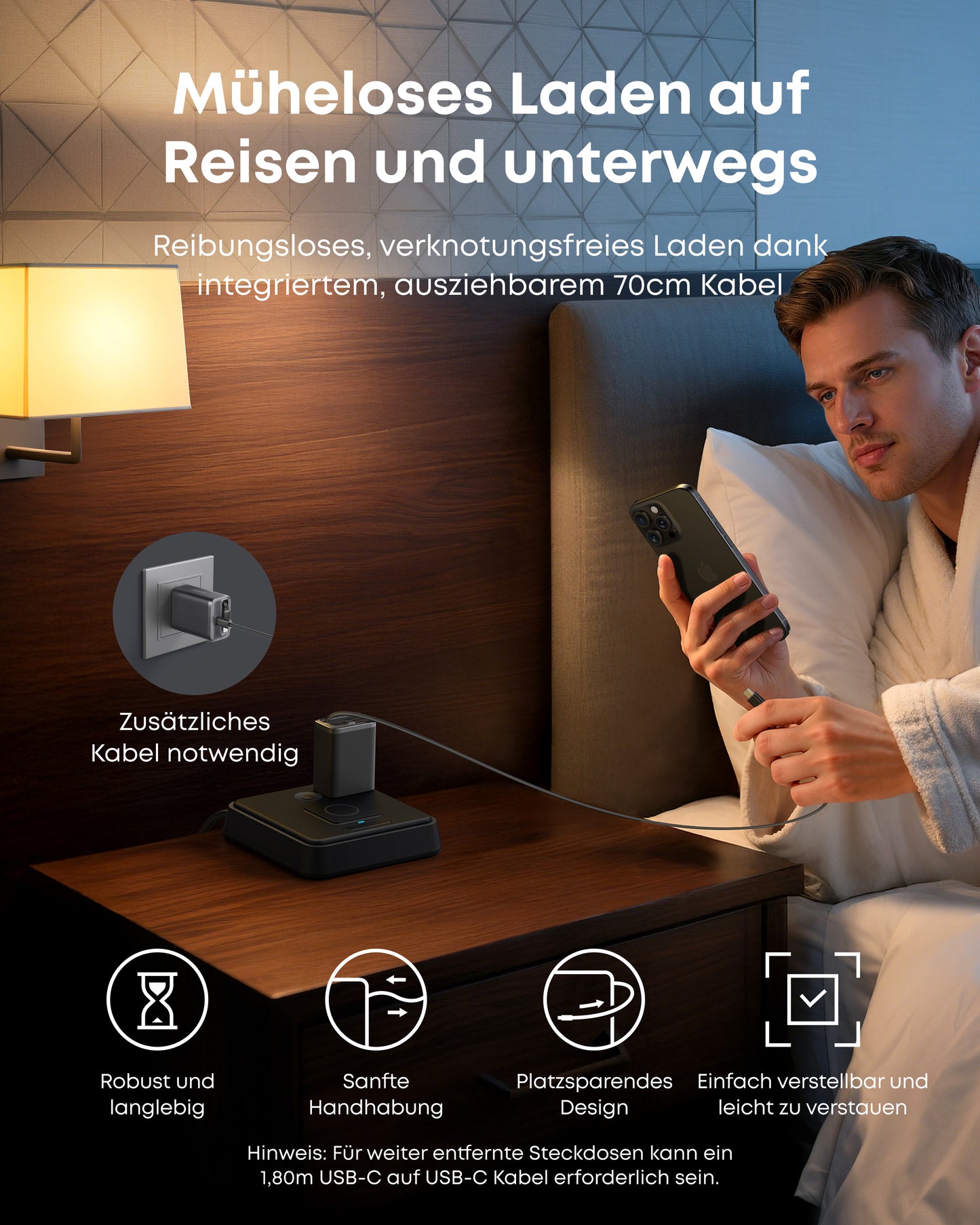 Anker Nano Ladegerät (35W, Integriertes einziehbares USB-C Kabel)