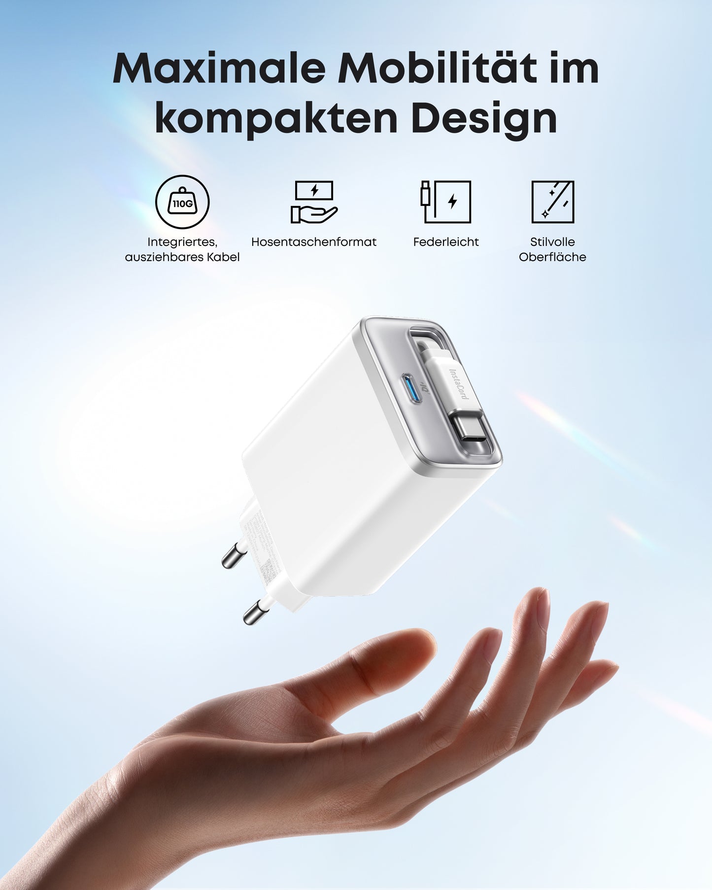 Anker Nano Ladegerät (35W, Integriertes einziehbares USB-C Kabel)