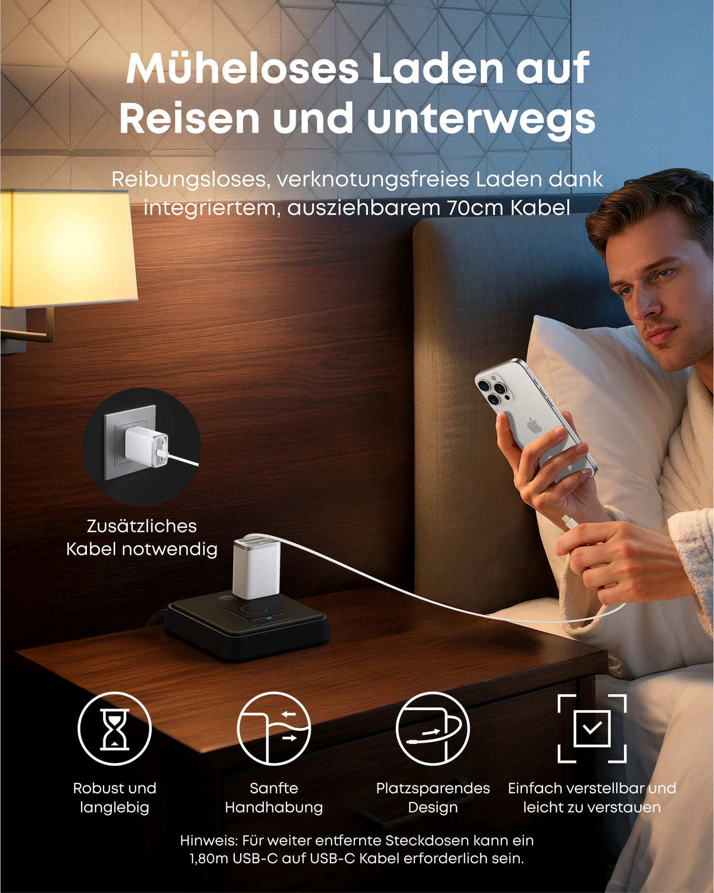 Anker Nano Ladegerät (35W, Integriertes einziehbares USB-C Kabel)