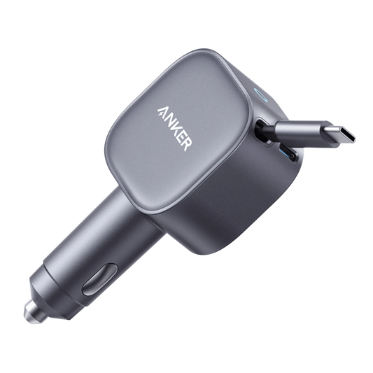 Anker Nano Kfz-Ladegerät  (75W, USB-C Port, Integriertes einziehbares USB-C Kabel)