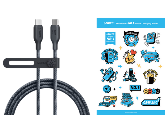 Anker <b>543</b> USB-C auf USB-C Kabel (Bio-Nylon)+Zum Schulstart | Sticker für Studis dazu!