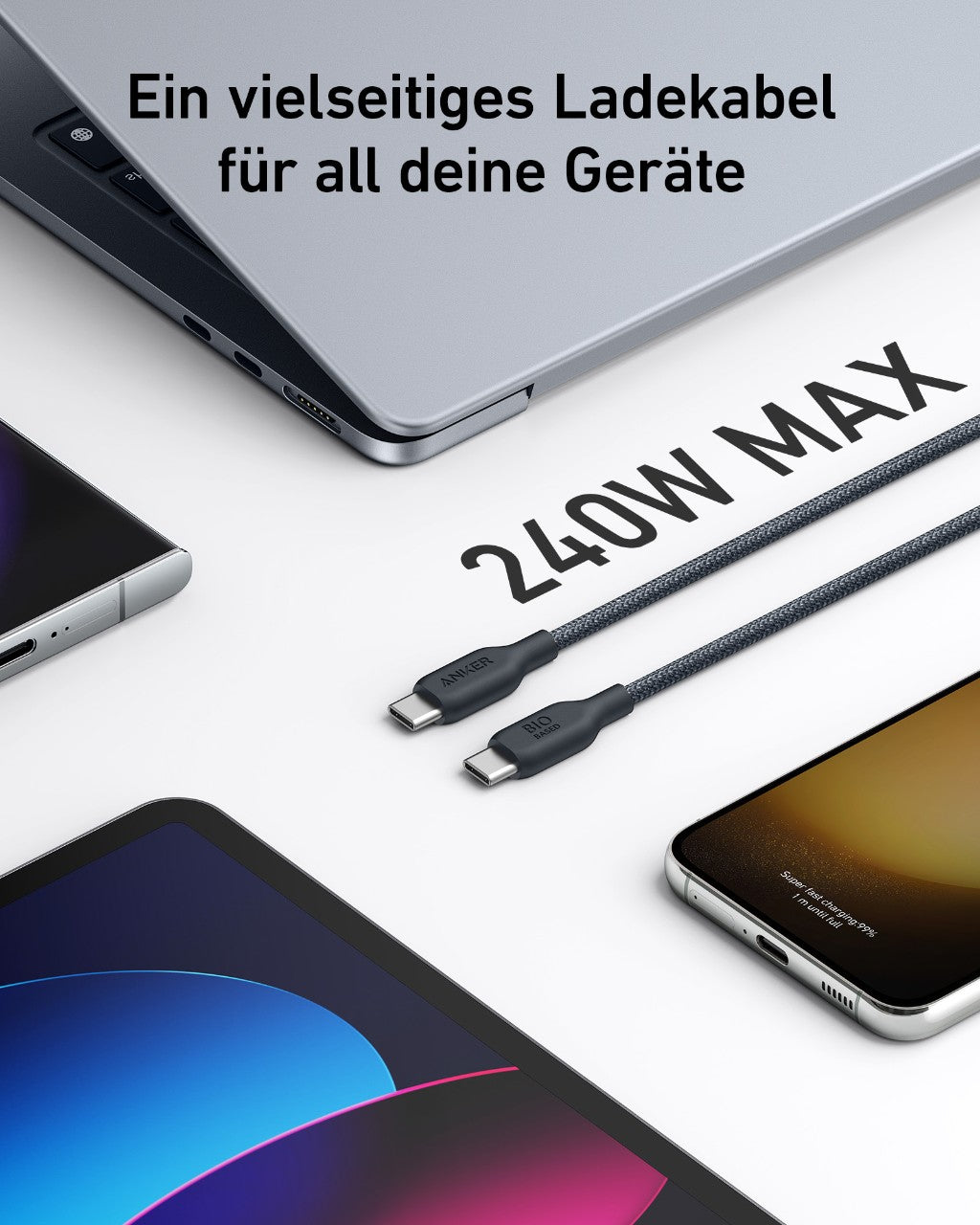 Anker &lt;b&gt;543&lt;/b&gt; USB-C auf USB-C Kabel (Bio-Nylon)