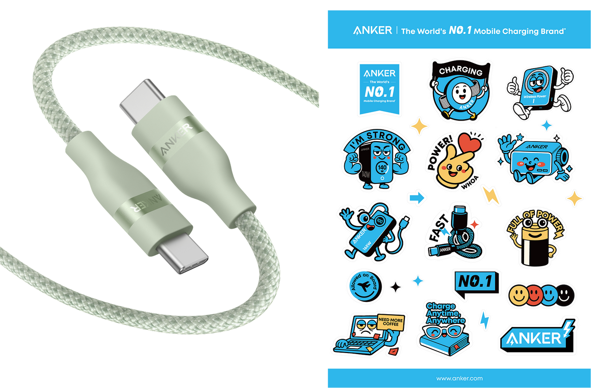 Anker USB-C auf USB-C Kabel (90cm/180cm, 240W, Upcycled-Geflochten)+Sticker für Studis gratis dazu!