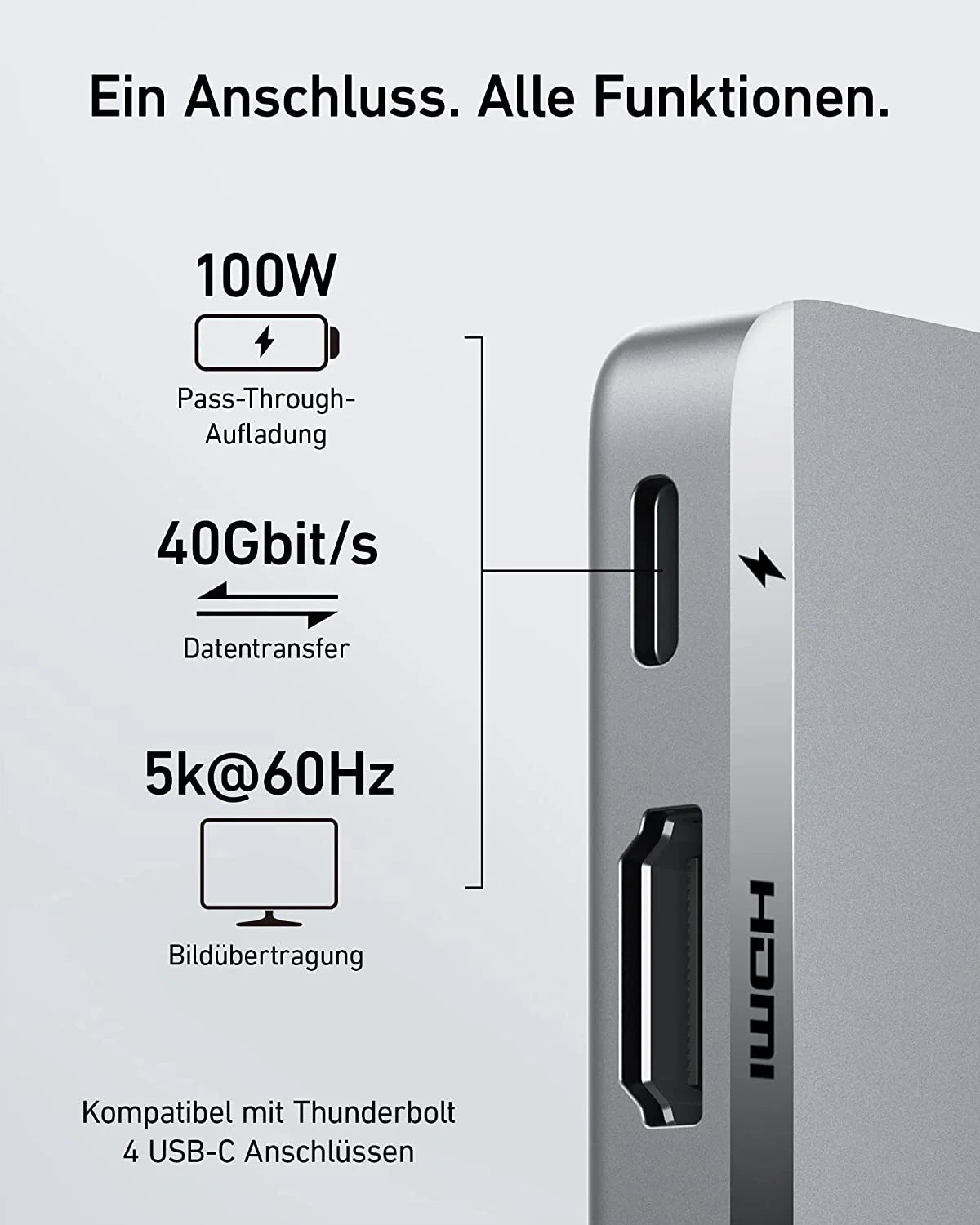 Anker Prime Ladegerät (250W, 6 Ports, GaNPrime) + Anker <b>547</b> USB-C Hub (7-in-2, für MacBook, in Grau)