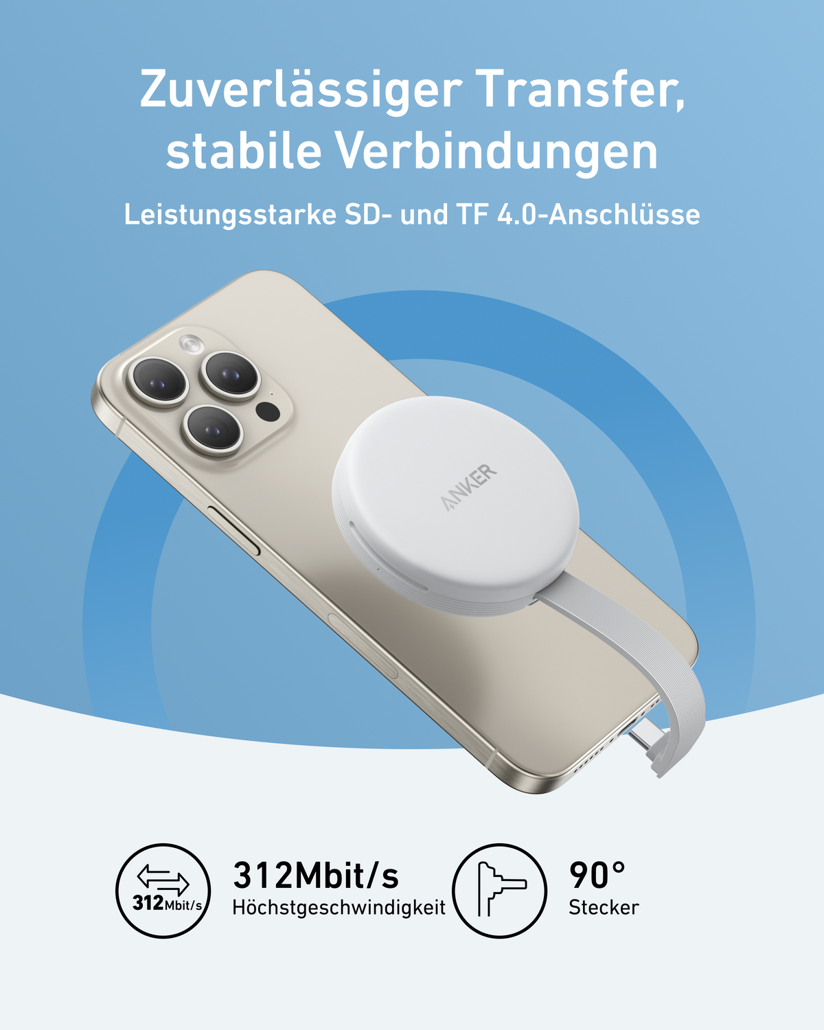 Anker MagGo USB-C Adapter (3-in-1, 10 Gbit/s, Für iPhone)