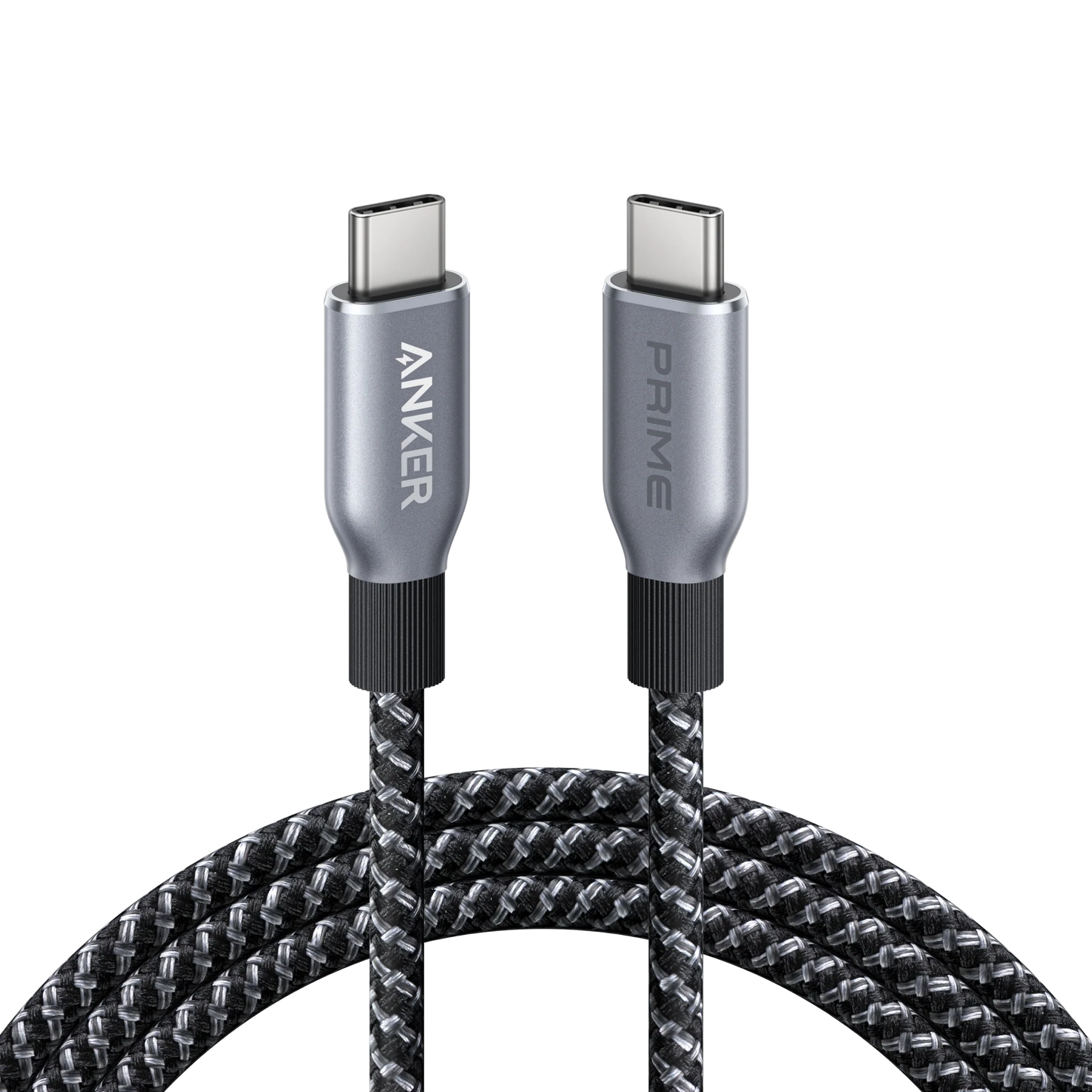 Anker Prime Ladegerät (100W, 3 Ports, GaN) + Anker Prime USB-C auf USB-C Kabel (1.8m, 240W, Upcycled-Flechtdesign)