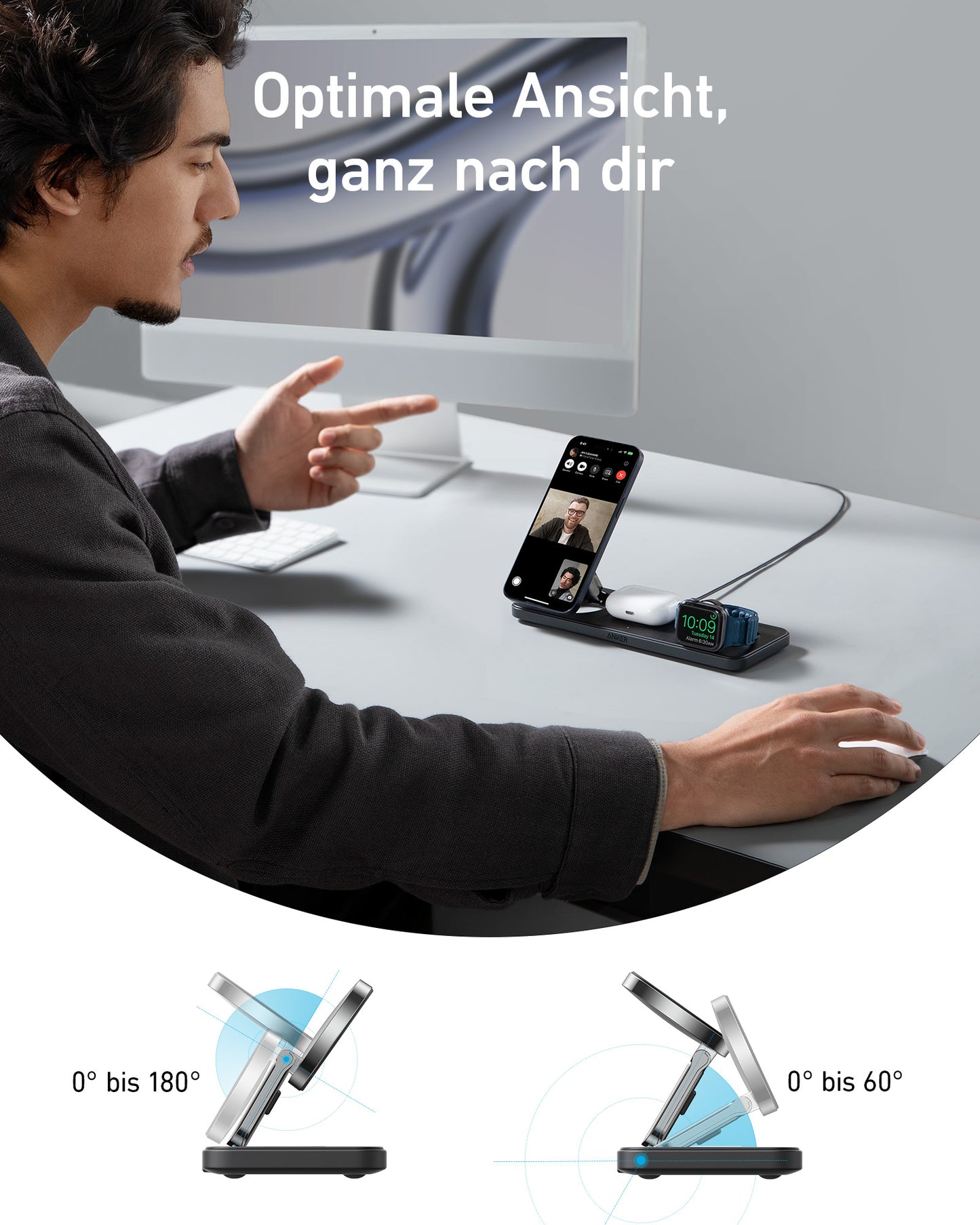 Anker MagGo Kabellose Ladestation (3-in-1 Pad)