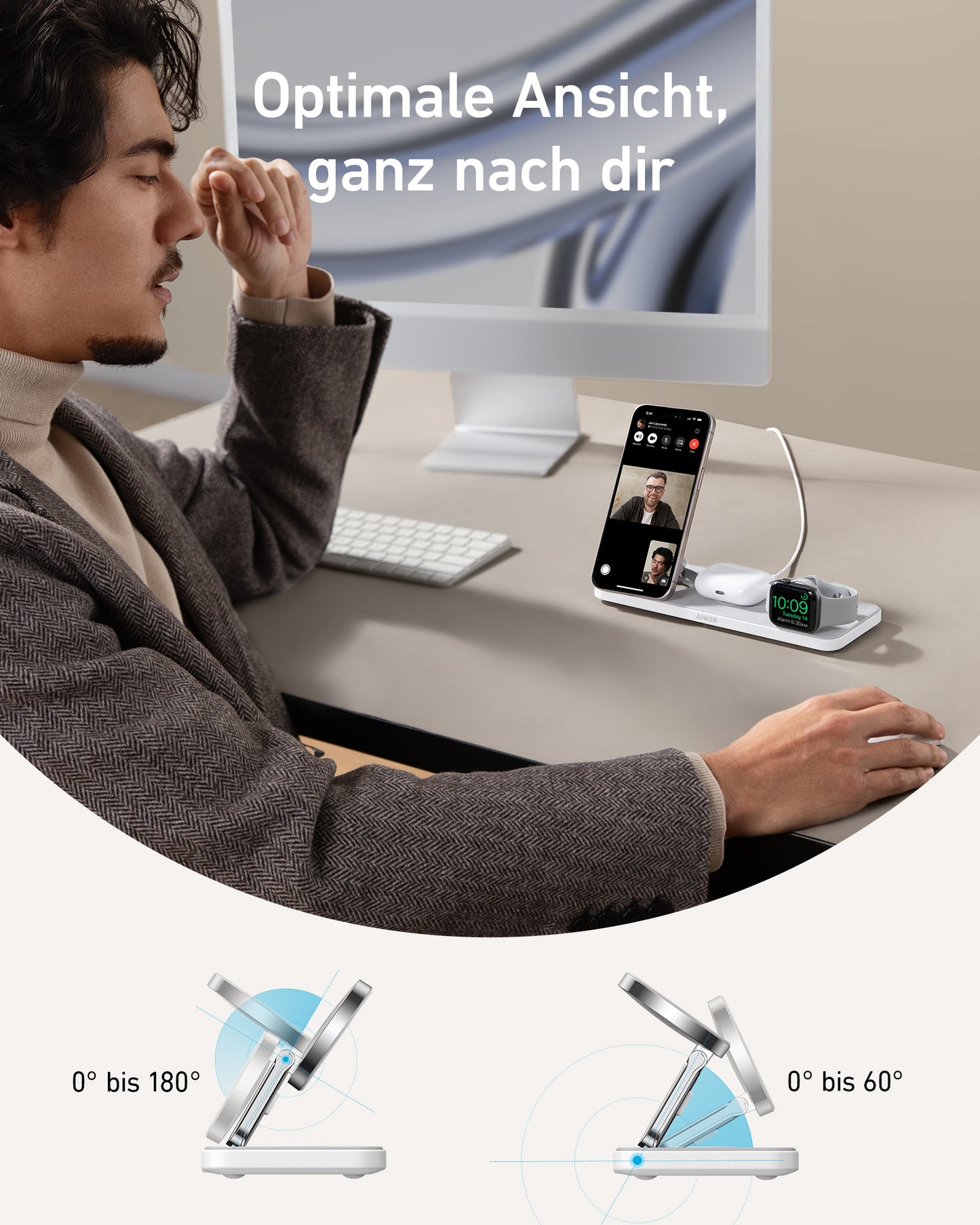 Anker MagGo Kabellose Ladestation (3-in-1 Pad)