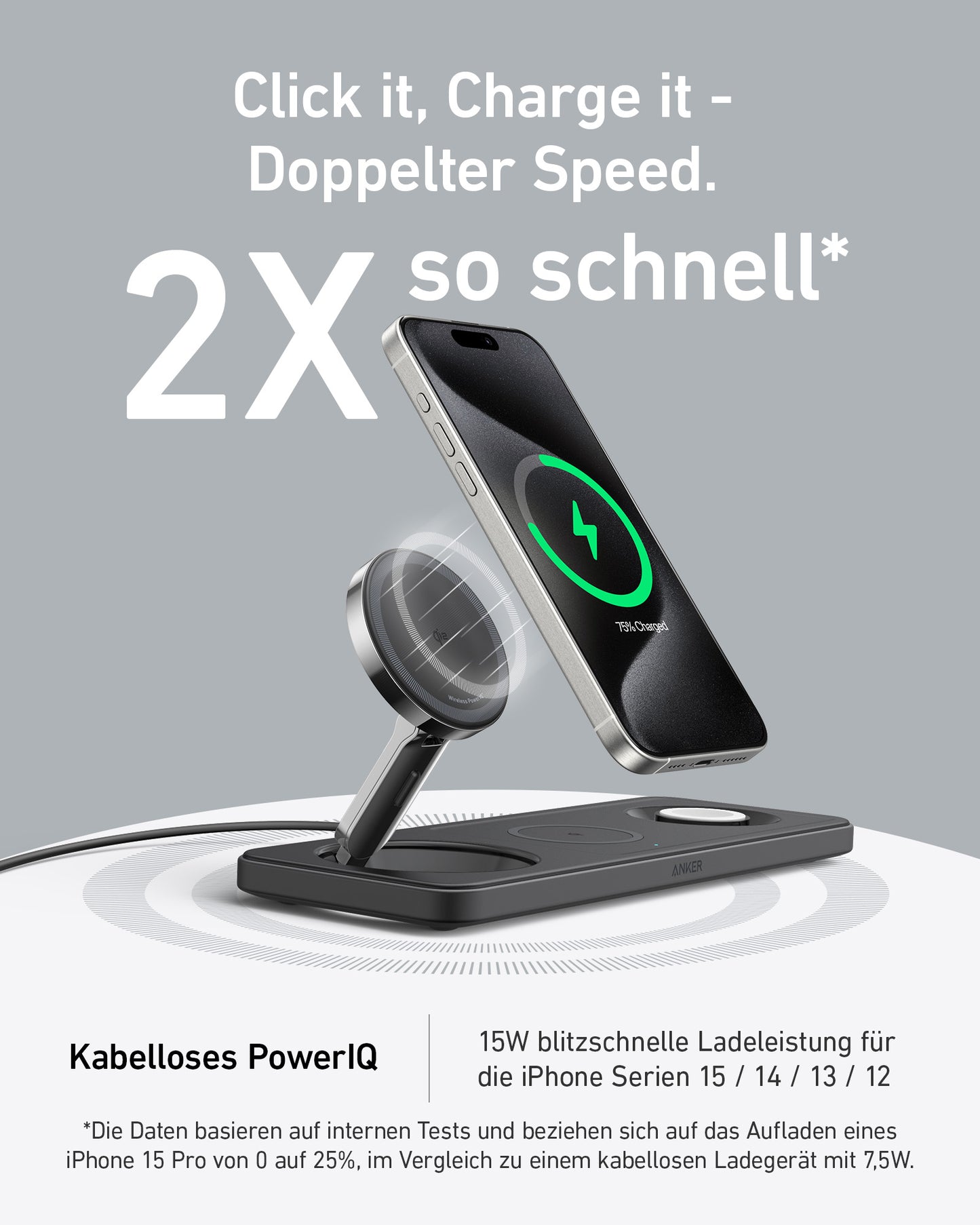 Anker MagGo Kabellose Ladestation (3-in-1 Pad)